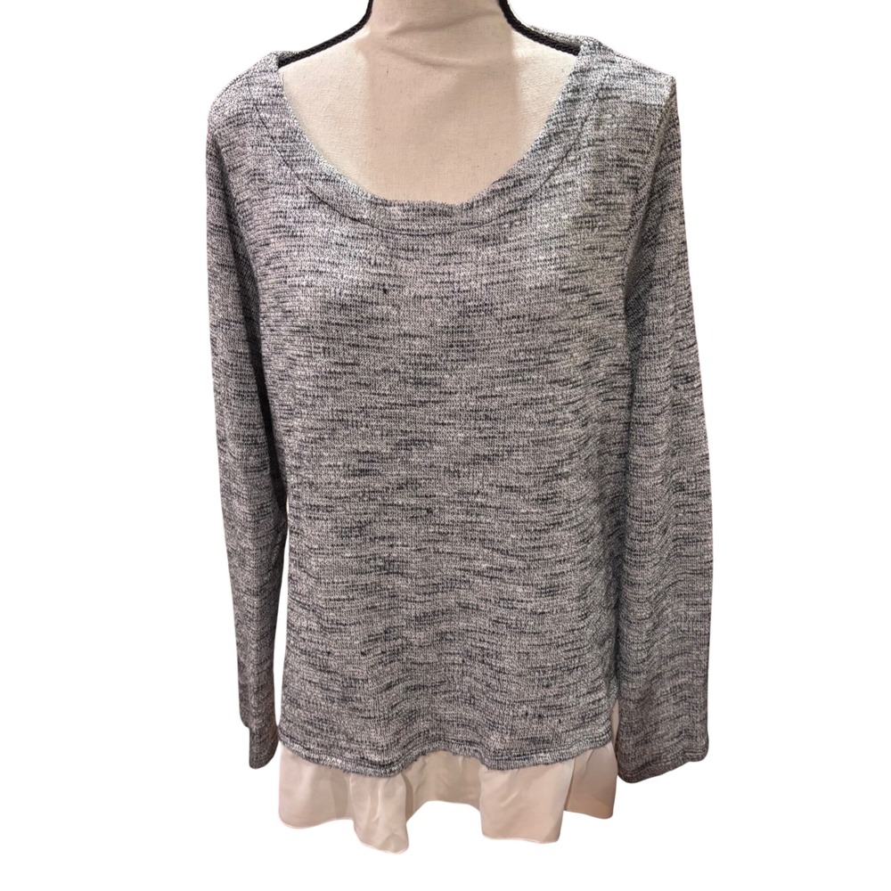 Torrid Gray Marled Knit Ruffle Hem Tunic Top Long Sleeve Women's Size  0 (12)‎